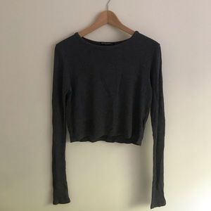 BRANDY MELVILLE grey ribbed cropped long sleeve